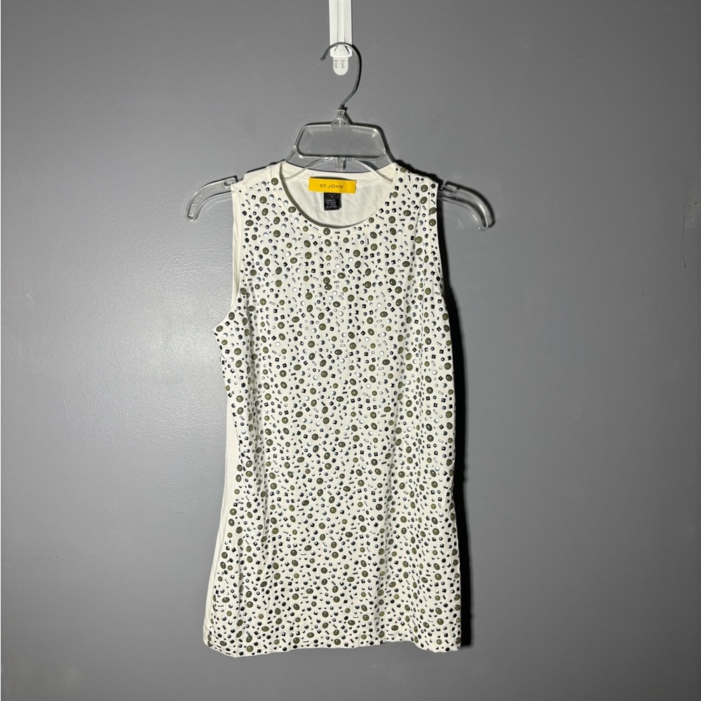 ST.John Embellished White Tank Top Womens Size P
